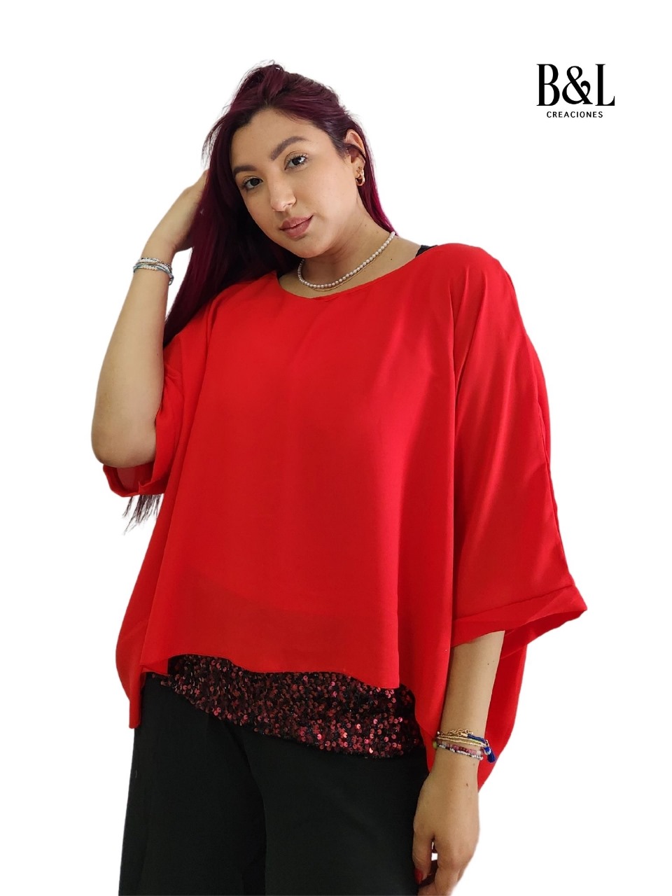 Blusa Gasa Lentejuelas